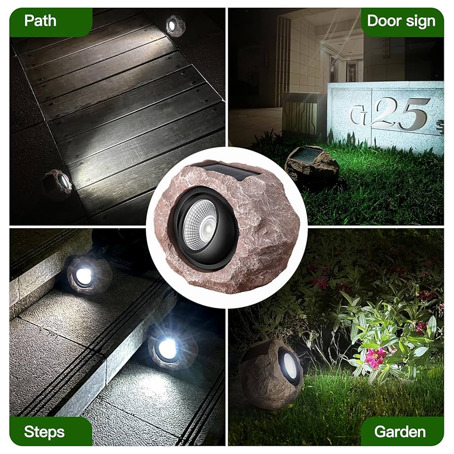 DGSCAK Solar Rock Lights Outdoor, 4 Pack Solar Spotlights